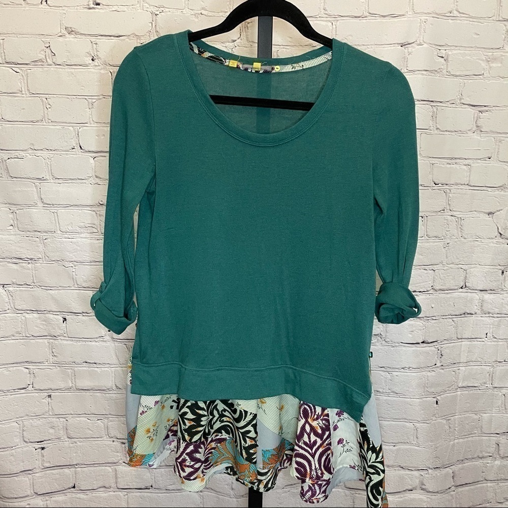 Anthro Little Yellow Button Layered Top